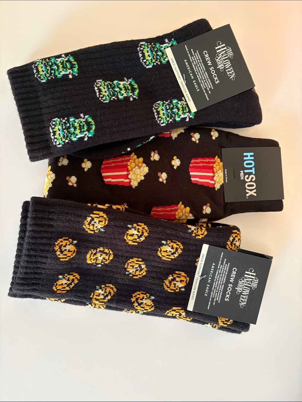 HotSox & AE Halloween Shop Men’s Novelty Crew Socks - Black (3-Pair)